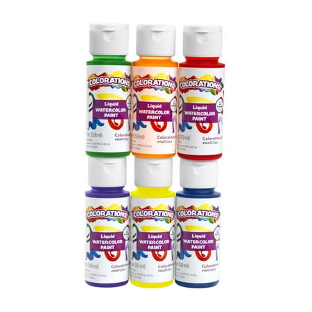 Colorations Liquid Watercolor Paints - Set of 6 Colors, Each 2oz