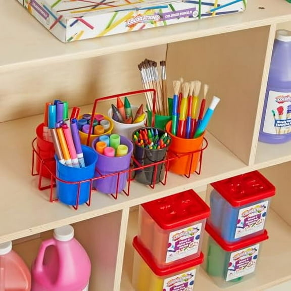 Colorations Marker Caddy & Stand, Art Supplies, Wire Marker Organizer, Portable Organzier, Holds Crayons, Pencils, Paint Brushes, Collage Items, Scrapbook Supplies, Art Caddy
