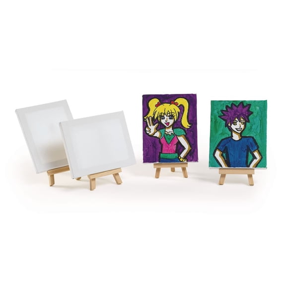 Colorations Mini Canvases and Easel - Set of 6