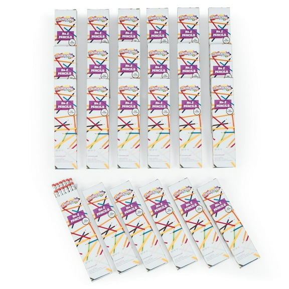 Colorations NO.2 Hex Pencils with Erasers - 24 Sets