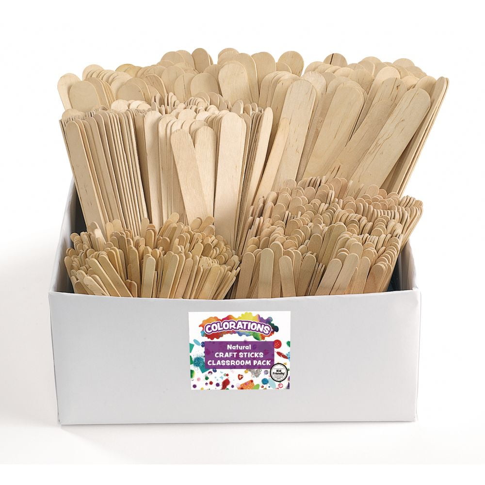Colorations Natural Craft Stick Classroom Pack - 1, 200 Pieces
