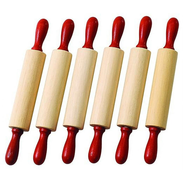 Colorations Natural Wood Rolling Pins, Set of 6, for Kids, Arts & Crafts, 7  Inches x 1 Inch (d), Class Pack, Party Pack, Dough, Clay, Sculpting, 6RP