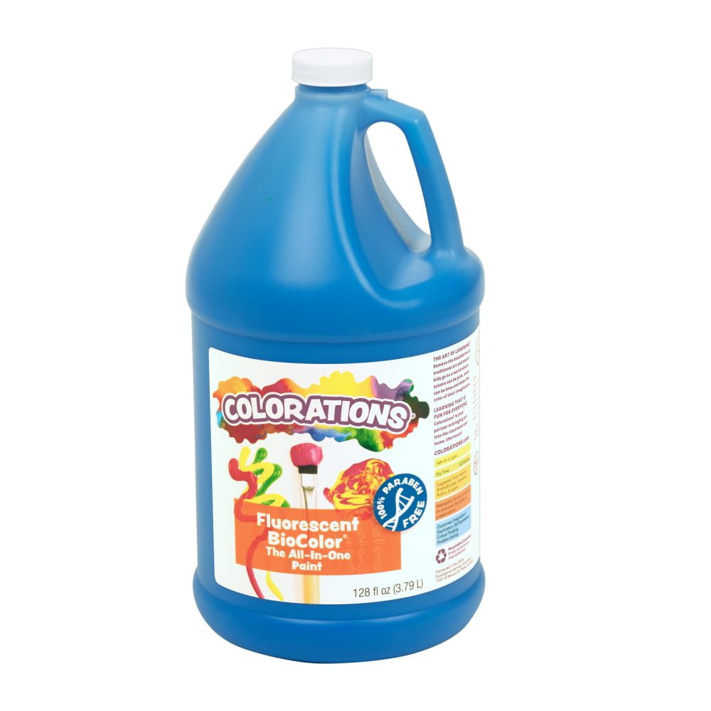 Colorations Paraben-Free Fluorescent BioColor Paint- Neon Blue, 1 Gallon
