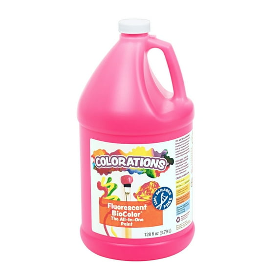 Colorations Paraben-Free Fluorescent BioColor Paint- Neon Pink, 1 Gallon