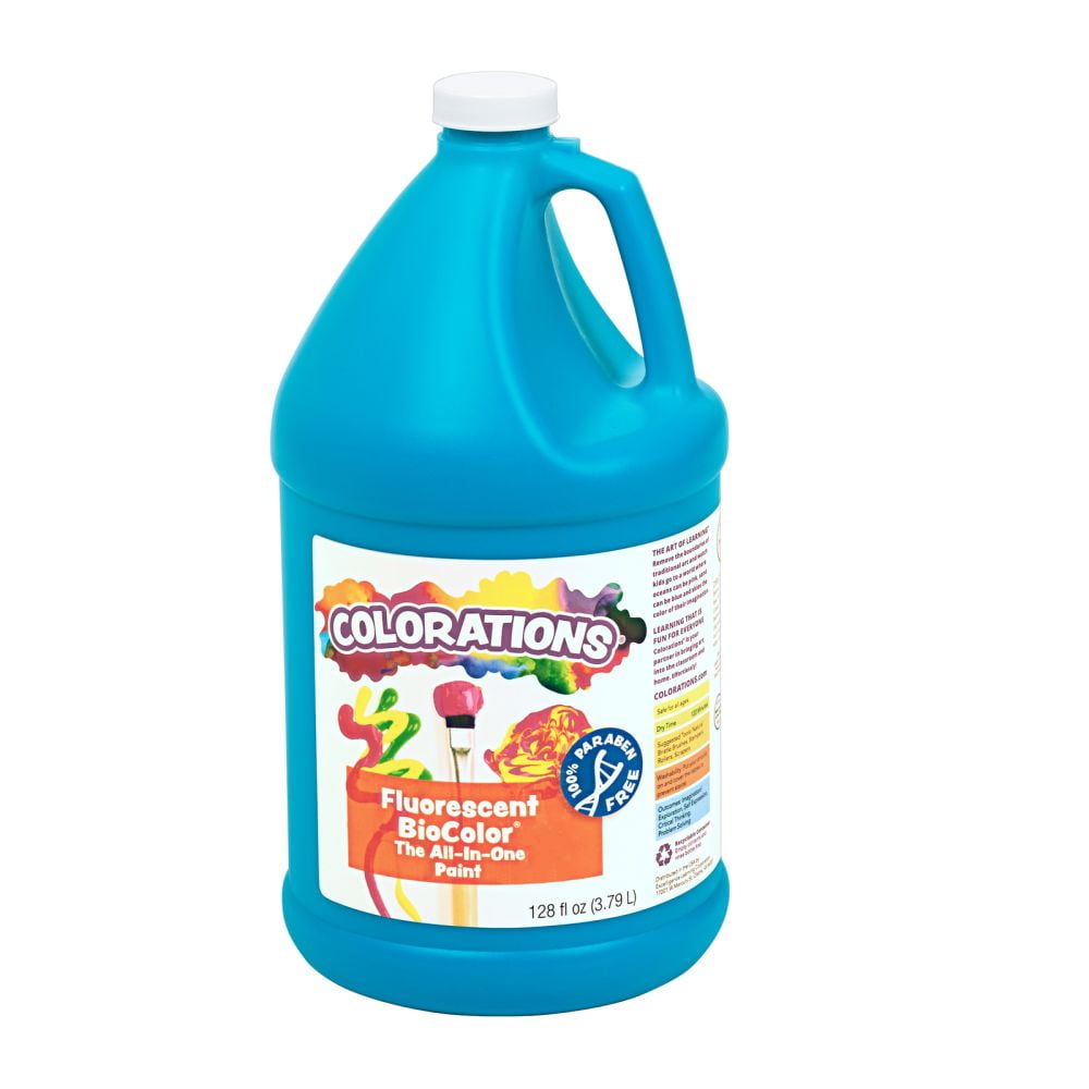 Colorations Paraben-Free Fluorescent BioColor Paint- Neon Turquoise, 1 Gallon