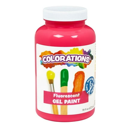 Colorations Paraben-Free Fluorescent Gel Paint, Neon Pink- 16 oz.