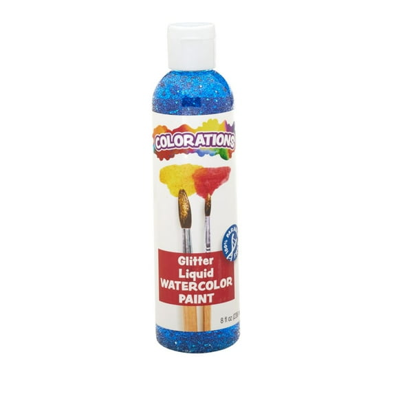Colorations Paraben-Free Glitter Liquid Watercolor, Blue - 8 oz.