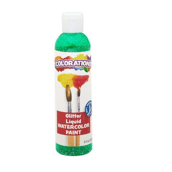 Colorations Paraben-Free Glitter Liquid Watercolor, Green - 8 oz.