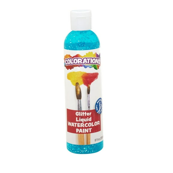 Colorations Paraben Free Glitter Liquid Watercolor, Turquoise - 8 oz.