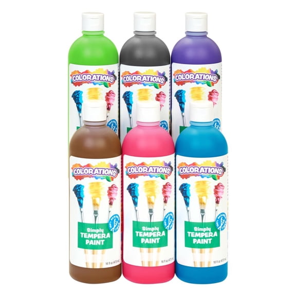 Colorations Paraben-Free Simply Tempera Paint 16 oz. - Set of 6
