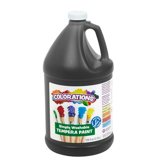 Colorations Paraben-Free Simply Washable Tempera Paint - Black, 1 Gallon