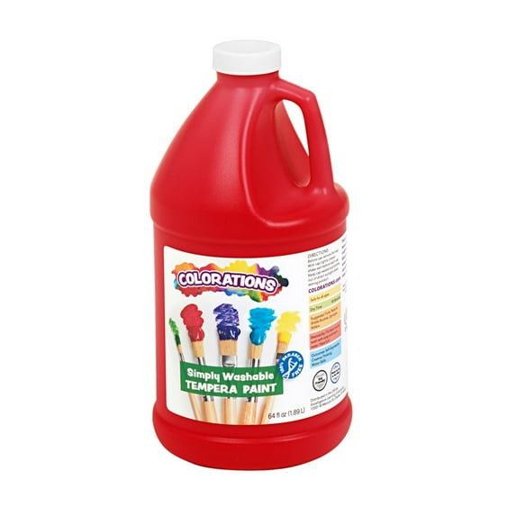 Colorations Paraben-Free Simply Washable Tempera Paint, Red- 1/2 Gallon