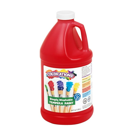 Colorations Paraben-Free Simply Washable Tempera Paint, Red- 1/2 Gallon