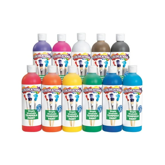 Colorations Paraben-Free Simply Washable Tempera Paint - Set of 11 Colors