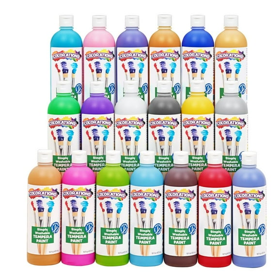 Colorations Paraben- Free Simply Washable Tempera Paints, 16 oz. Set of 19