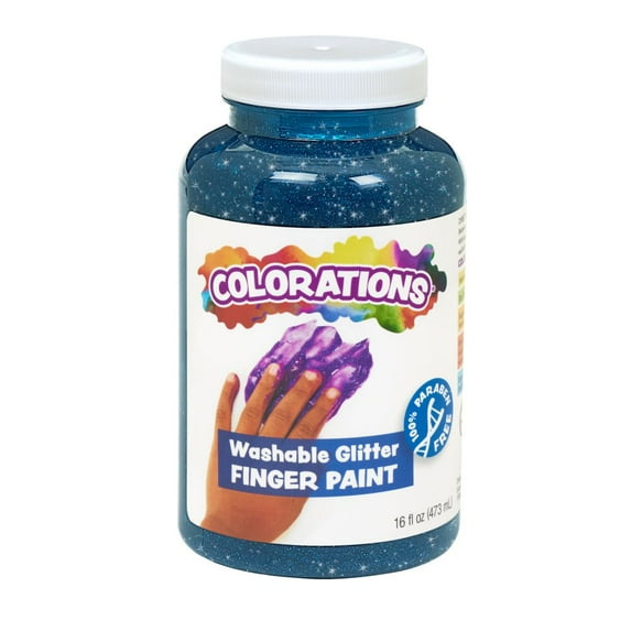Colorations Paraben-Free Washable Glitter Finger Paint, Turquoise - 16 oz.