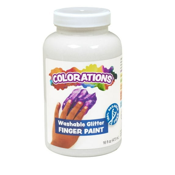 Colorations Paraben-Free Washable Glitter Finger Paint, White - 16 oz.