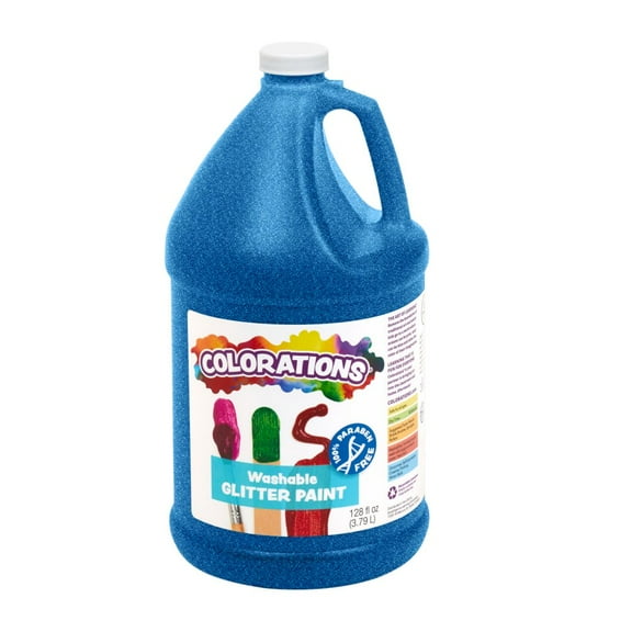 Colorations Paraben-Free Washable Glitter Paint, Blue - 1 Gallon