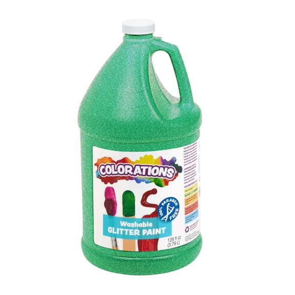 Colorations Paraben-Free Washable Glitter Paint, Green - 1 Gallon