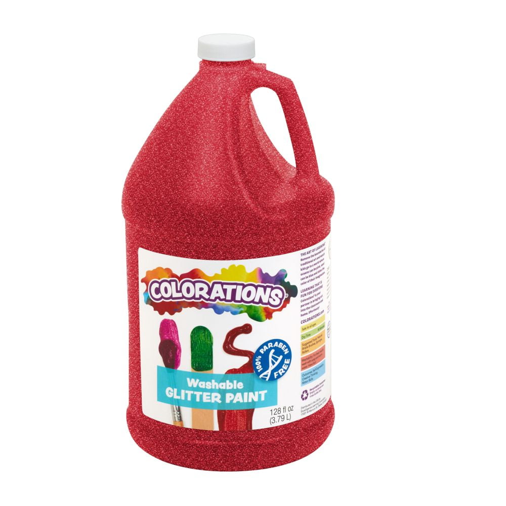 Colorations Paraben-Free Washable Glitter Paint, Red - 1 Gallon