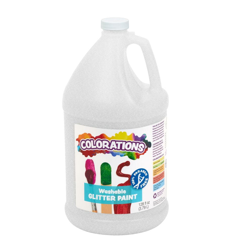 Colorations Paraben-Free Washable Glitter Paint, Silver - 1 Gallon