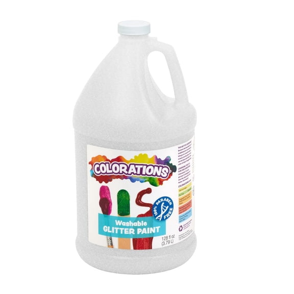Colorations Paraben-Free Washable Glitter Paint, Silver - 1 Gallon