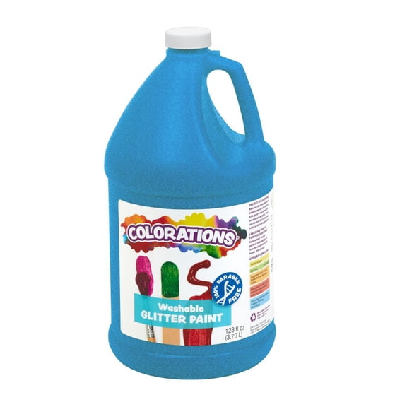 Colorations Paraben-Free Washable Glitter Paint, Turquoise - 1 Gallon
