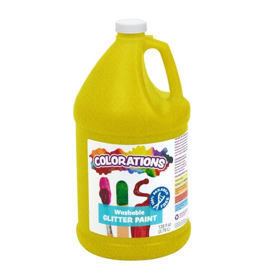 Colorations Paraben-Free Washable Glitter Paint, Yellow - 1 Gallon
