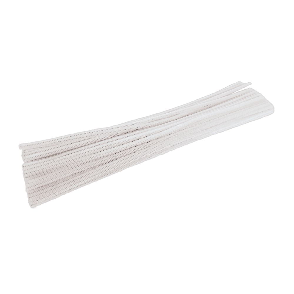 Colorations Pipe Cleaners, White - Pack of 100, 1/8 (4mm) diameter, 12  long (⅕ lb).