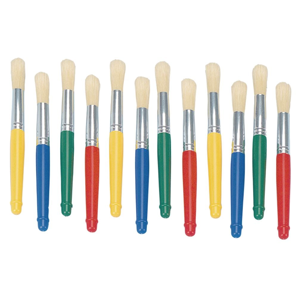 Colorations Plastic Handle Jumbo Chubby Paint Brushes Set of 12