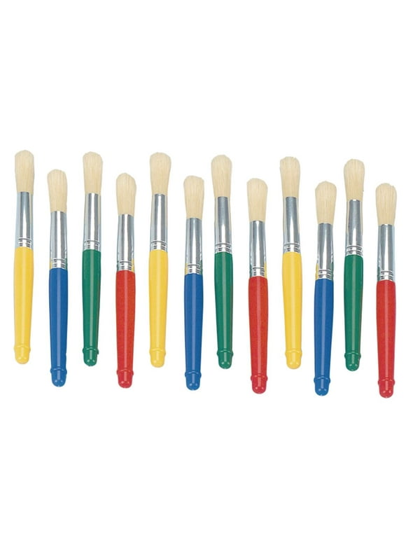 Colorations Plastic Handle Jumbo Chubby Paint Brushes - Set of 12