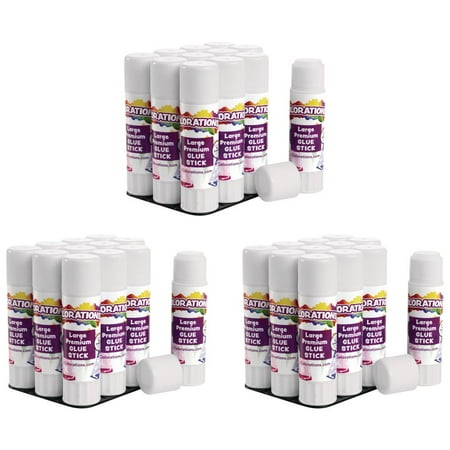 Colorations Premium Washable White Glue Sticks in a Tray (0.88 oz ea) - Set of 36