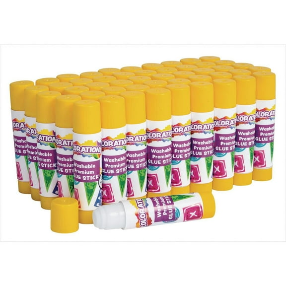 Colorations Premium White Washable Glue Sticks (ea 0.17 oz) - Set of 50 Value Pack