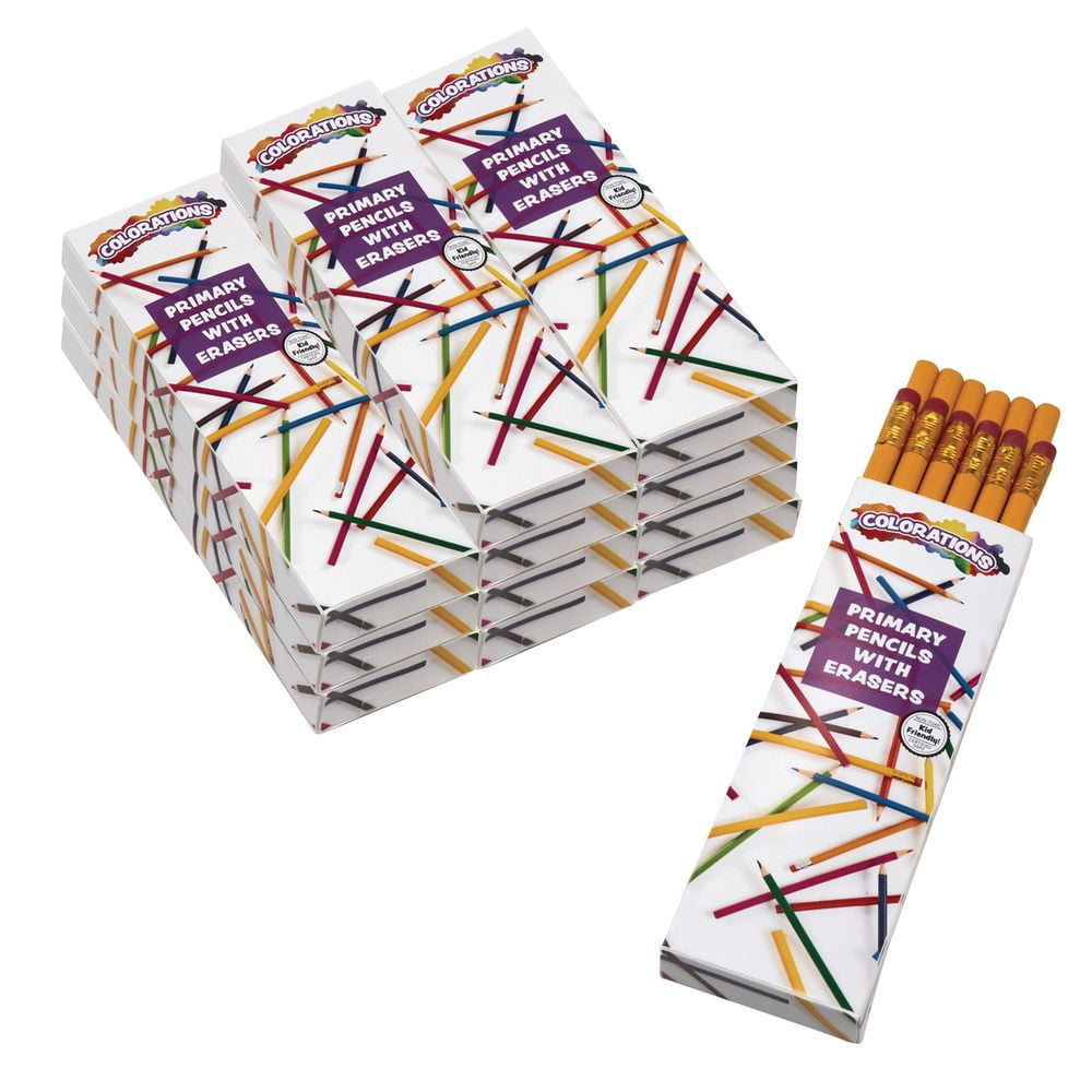 Colorations Primary Pencils - With Erasers, Set of 144