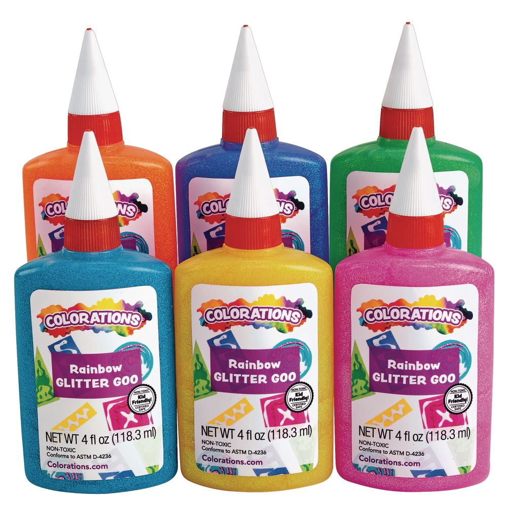Colorations Rainbow Glitter Glue, 4 oz. - Set of 6