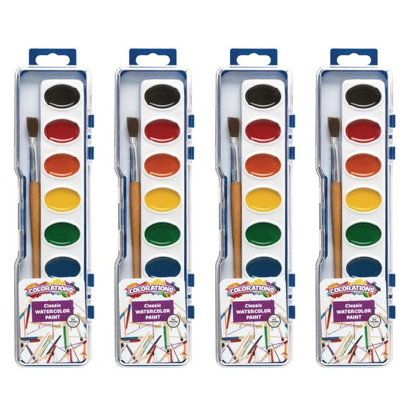 Colorations Regular Best Value Watercolor Paints, 4 Palettes, 8 Colors ea