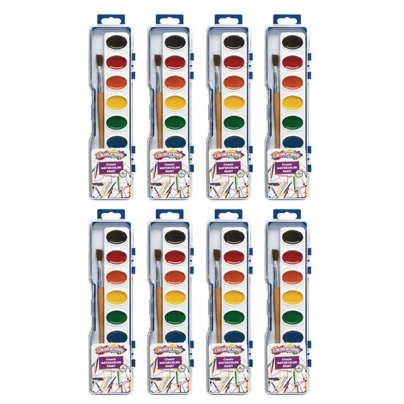 Colorations Regular Best Value Watercolor Paints, 8 Palettes, 8 Colors ea