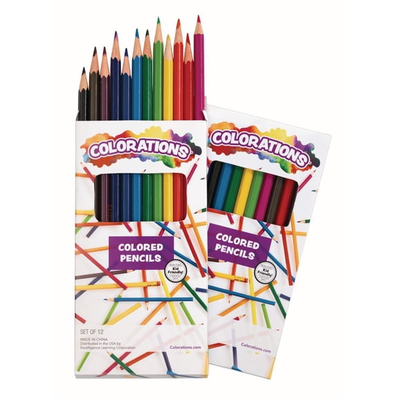 Colorations Regular Colored Pencils, 12 Colors, 2 Sets