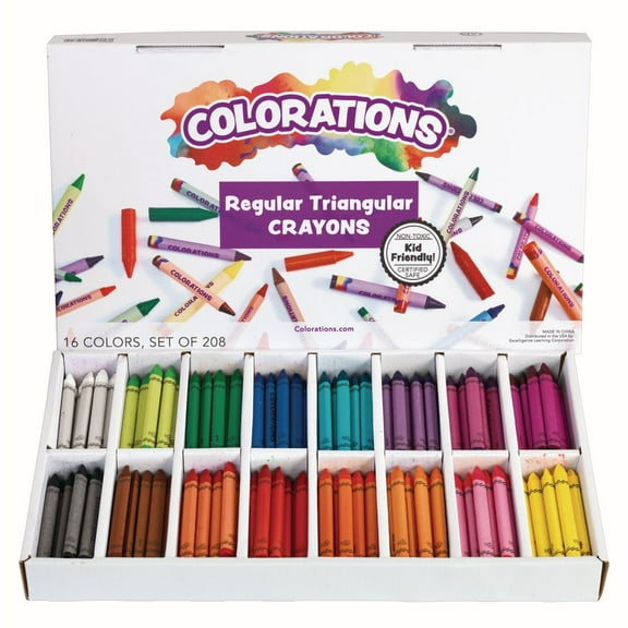 Colorations Regular Size Triangular Crayons Value Pack - Set of 208