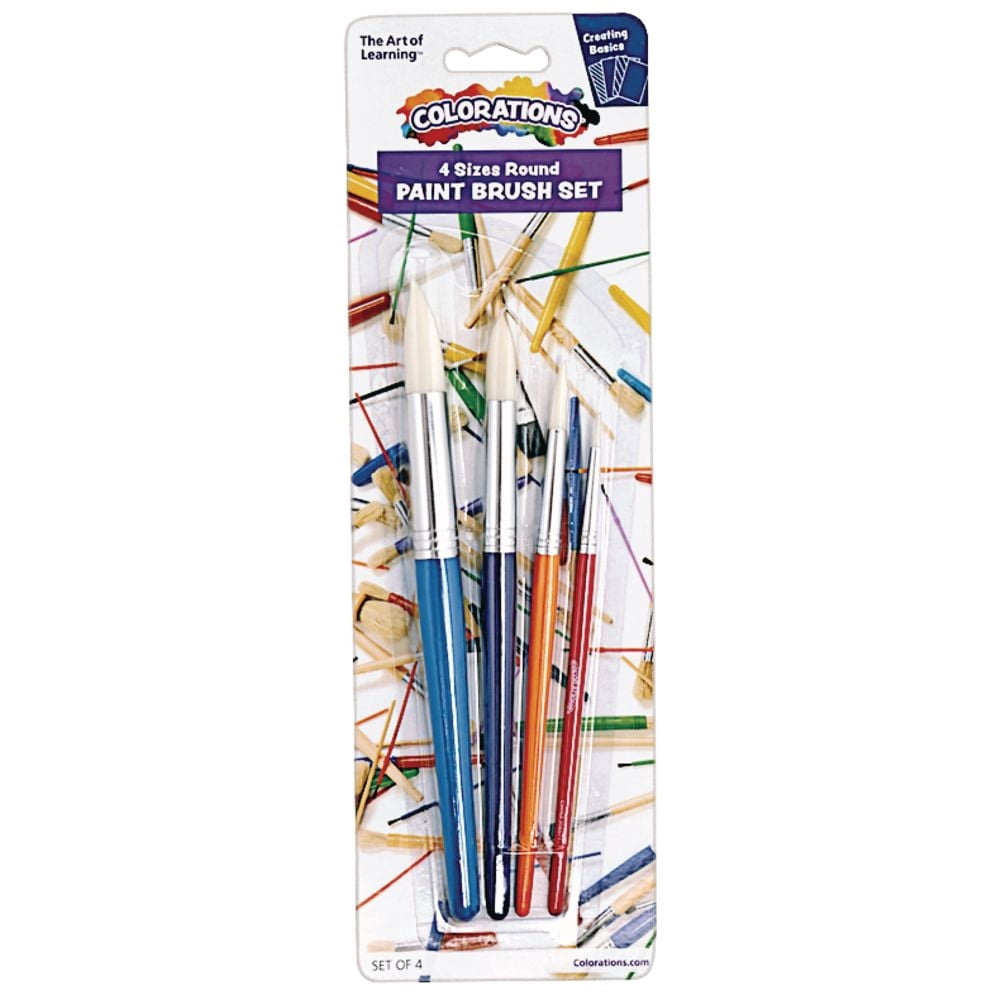 Colorations Round Paint Brushes - Set of 4 Assorted Sizes
