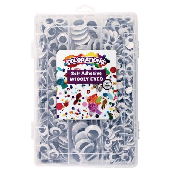 Colorations Self-Adhesive Wiggly Eyes in Tray - 875 Pieces