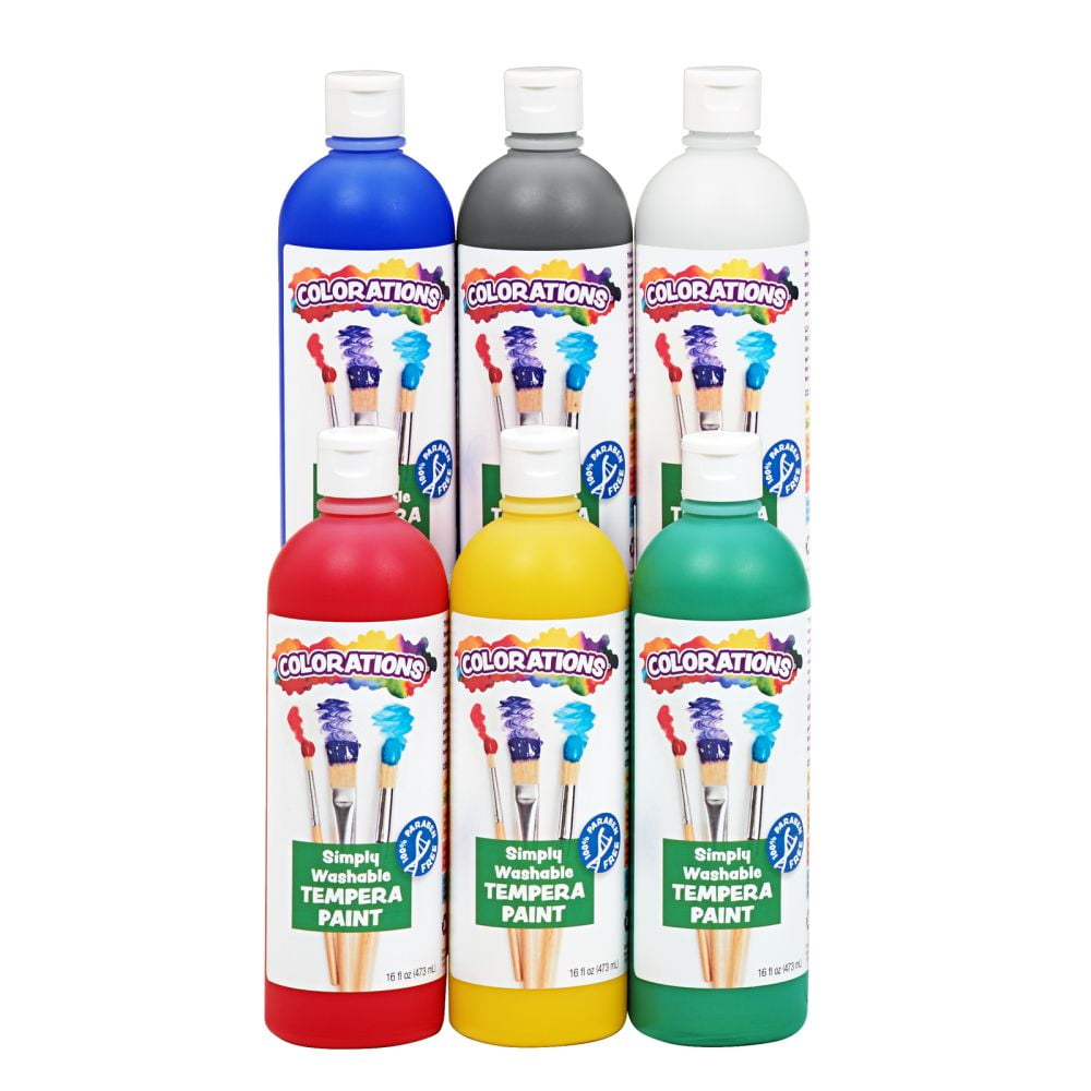 Colorations Simply Washable Tempera 16 oz. Starter Colors 6-Pack ...