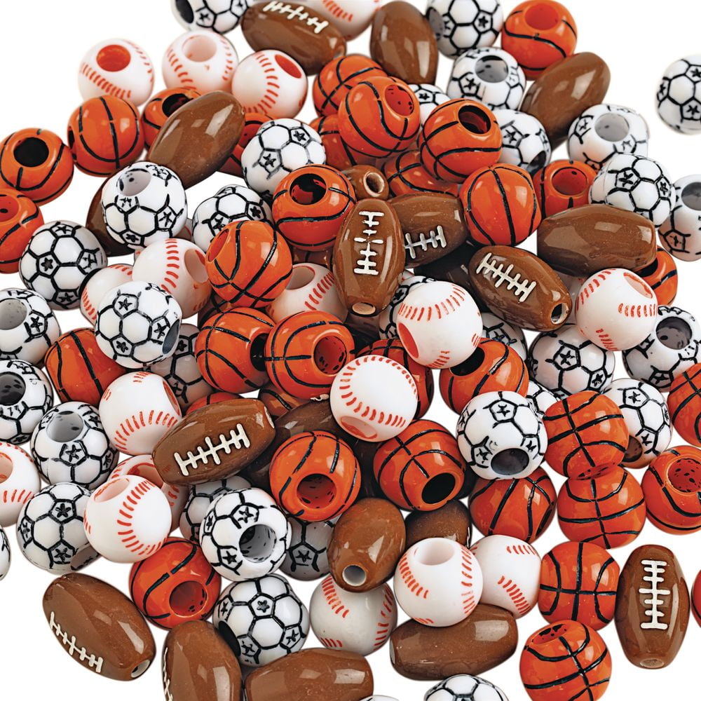 Colorations Sports Ball Beads Assorted Plastic, 300 Counts