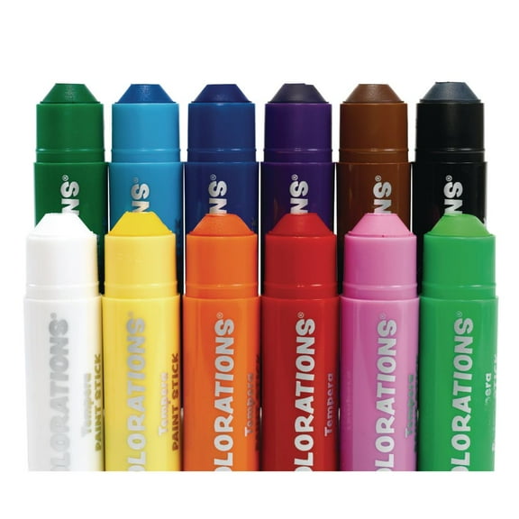 Colorations Tempera Paint Sticks, Set of 12 Classic Colors