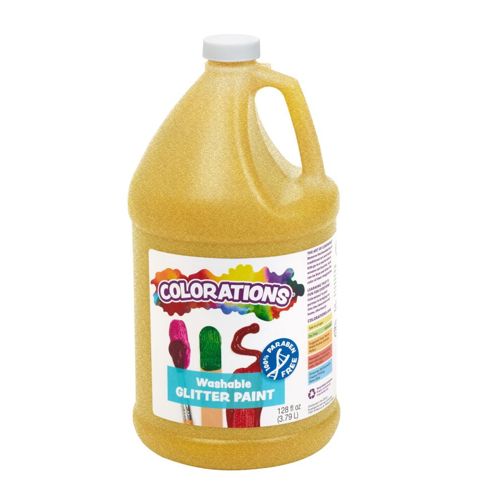 Colorations Paraben-Free Washable Glitter Paint, Gold - 1 Gallon