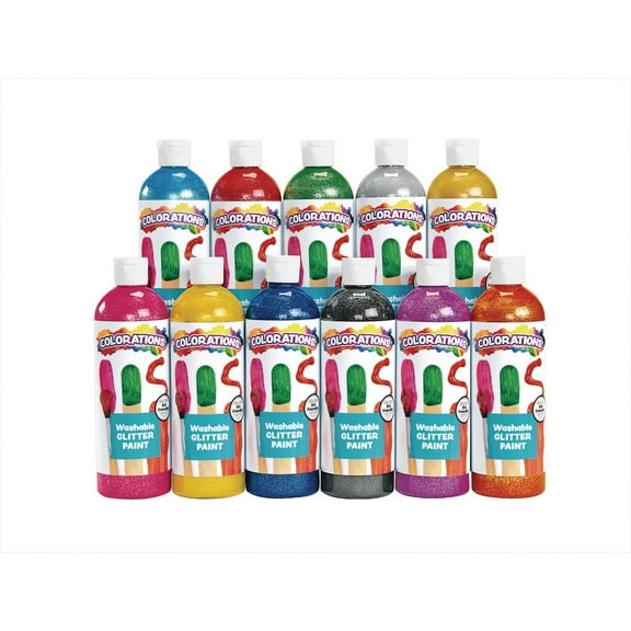 Colorations Washable Glitter Paints, 16 oz. - Set of 11
