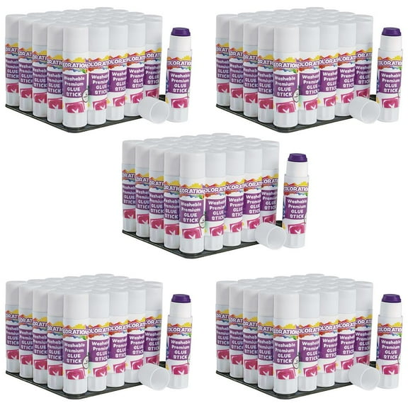Colorations Washable Premium Purple Glue Sticks, Set of 150, 0.32 oz ea