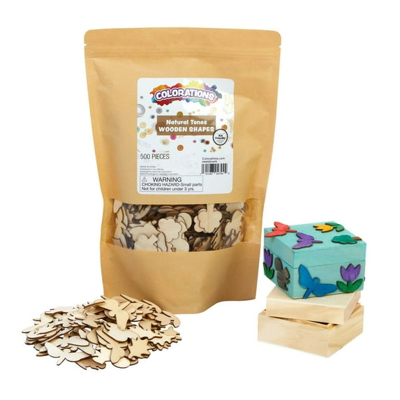 Colorations Wooden Boxes with Wooden Decorating Shapes