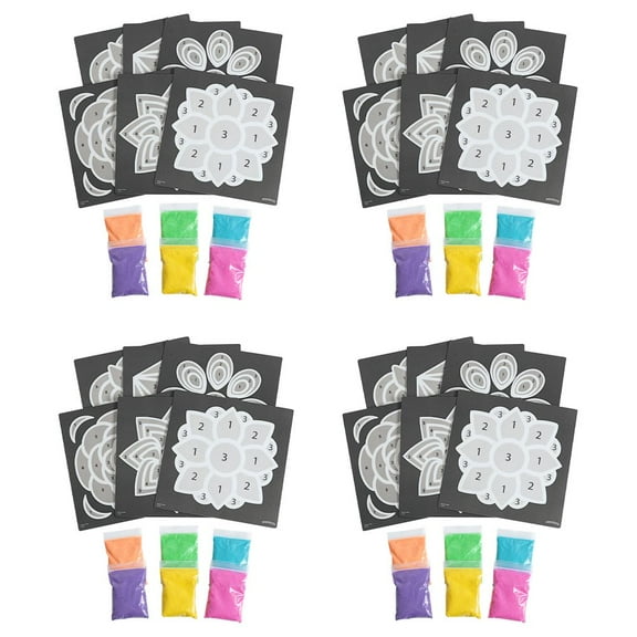Colorations World of Art - India Rangoli, 6 Designs with Sand - Set of 24