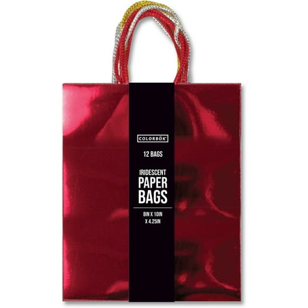 Colorbök Large Multicolor Solid Iridescent Party Paper Bag, 12 Piece
